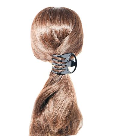 Parcelona French Curvy Oval Paw Black Cellulose Acetate Hair Claw Clip for Women and Girls - Black - Buy Online on GoSupps.com