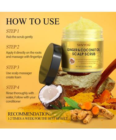 SHVYOG Ginger Scalp Scrub - Exfoliator for Build-Up Strengthening Hair Treatment with Massager 10.58 OZ - Buy Online on GoSupps.com