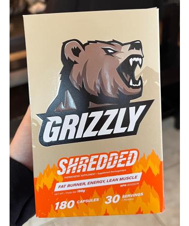 GRIZZLY SHREDDED Thermogenic Fat Burner Energy Lean Muscle Caffeine HMB - Buy Online on GoSupps.com