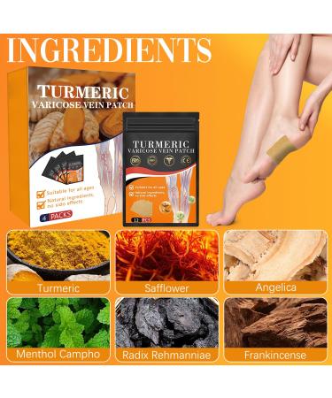 Wanban 48 PCS Turmeric Varicose Vein Patch Natural Relief Treatment for Legs Spider Varicose Vein Patch - Buy Online on GoSupps.com