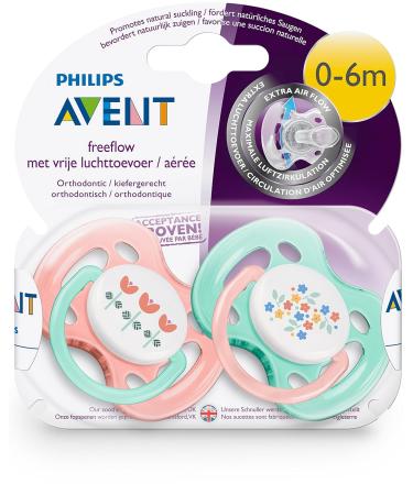 Philips AVENT SCF172/02 Pacifier Freeflow for Girls (0-6 Months) - Multi-Coloured Floral Design | International Shipping Available - Buy Online on GoSupps.com
