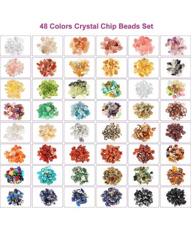 Quefe 2360pcs 48 Colors Crystals Beads Jewelry Making Kit - Gemstone Chip Beads for DIY Craft - Necklace Bracelet Earrings - Ring Making Supplies - Buy Online on GoSupps.com