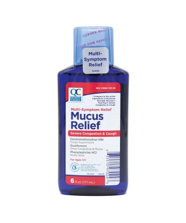 Quality Choice Mucus Relief Severe Congestion & Cough 6 fl oz Maximum Strength Cough Suppressant & Expectorant Non-Drowsy Cold Symptom Relief