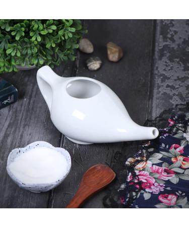 WholeLifeObjects Leak Proof Ceramic Neti Pot | Microwave & Dishwasher Safe | Natural Sinus Relief (White) - Buy Online on GoSupps.com
