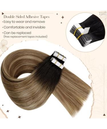 Buy Hetto Balayage Real Hair Tape-In Extensions | Smooth Brown Caramel Blonde #1B/6/27 | 35cm 50g | International Shipping - Buy Online on GoSupps.com