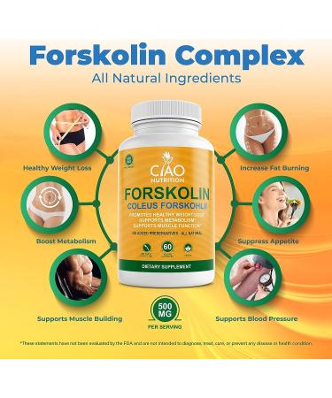 Ciao Nutrition Forskolin Supplement - Metabolism Booster and Appetite Suppressant - 500mg 60 Capsules - Buy Online on GoSupps.com