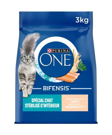 PURINA ONE Bifensis Special Indoor Sterilized Cat | Trout and Whole Grain Dry Food for Adult Cats | 3kg Bag
