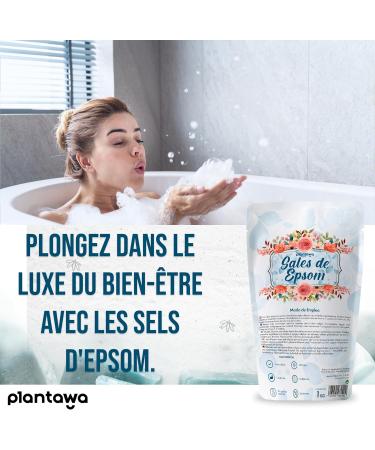 PLANTAWA Epsom Salt 1 kg | Pure Magnesium Sulphate Soothing Aromatherapy Relaxing and Foaming Bath Free from Toxins and Ad - Buy Online on GoSupps.com