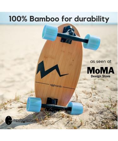 Eggboards Mini Longboard - Ocean Blue Bamboo Cruiser Skateboard 19x9 - Lightweight & Smooth Ride for Adults and Kids - Buy Online on GoSupps.com