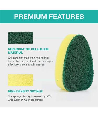 12-Pack Dishwand Refills Sponge Heads - Non-Scratch Heavy Duty Scrub Dots Brush - Soap Dispensing Scrubbers for Kitchen Sink - Dishwasher Tool - Buy Online on GoSupps.com