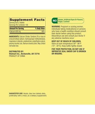 Calcium Citrate 600mg Tablets - Pure Calcium Citrate Supplement 300 Count - Supports Bone Health and Wellness Citrato de Calcio High Absorption Calcium 600 mg - Buy Online on GoSupps.com