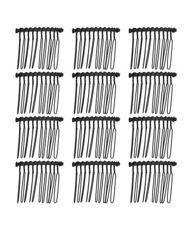 VOCOSTE 12 Pcs No Slip Hair Side Combs Accessories  Metal  Black  1.6