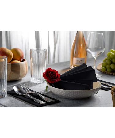 100 Linen-Feel Black Paper Napkins - Soft & Absorbent for Kitchen, Party, Wedding - Pack of 100 - Buy Online on GoSupps.com