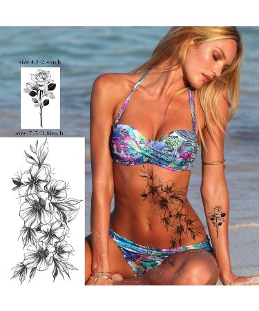 Jeefonna Flowers Temporary Tattoos for Women - 21 Waterproof Fake Rose Peony Body Art Arm Tattoo Stickers - Buy Online on GoSupps.com