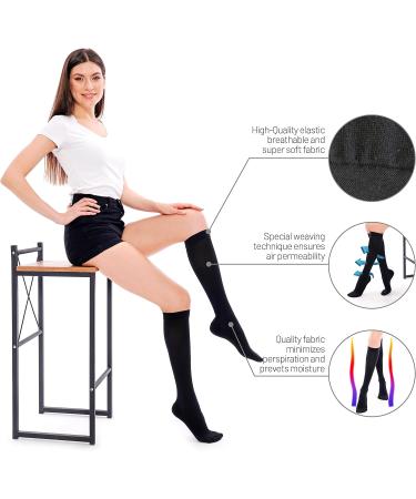 Opaque Compression Stockings for Women | Travel Knee High Support Socks for Flying & Running - X-Large - Buy Online on GoSupps.com