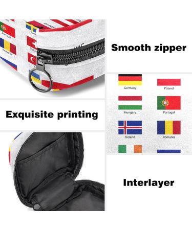 Stylish Menstruation Pad Bag with Zipper - Women's Napkin & Tampon Organizer (European Country Flags) - Buy Online on GoSupps.com