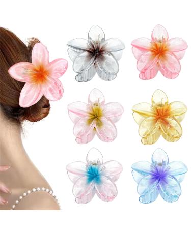 Yeah boom 6 pieces of flowers hair clips women hair clips for women flower-hair clips hair claws hair jewelry decorative hair jewelry hair spiral clip non-slip plastic hair clip 6 pcs/glitter transparent