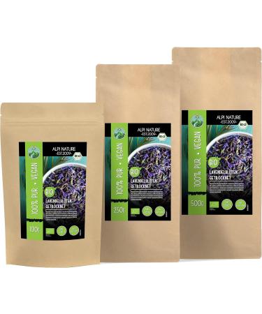 Organic Lavender Blossoms - 100g (3.5oz) | 100% Natural from Controlled Organic Cultivation - Buy Online on GoSupps.com