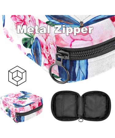 Shop Stylish Storage Bags for Women's Bandages - Blue Butterflies & Pink Floral | Large Menstrual Cup Cylinder with Zip | Ideal for Tampons & Period Inserts - Buy Online on GoSupps.com