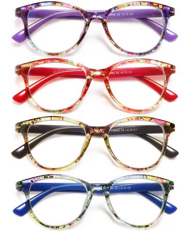 4 Pack Reading Glasses for Women Men - Colorful Blue Light Blocking Reading Glasses Fashion Ladies Readers for Women with Spring Hinge 2.50 4pcs-1 2.5 x