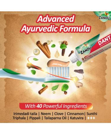Zandu Dantveer 100G - Advanced Ayurvedic Toothpaste with Irimedadi Oil | Fights 9 Dental Problems | Scientifically Proven Oral Care - Buy Online on GoSupps.com