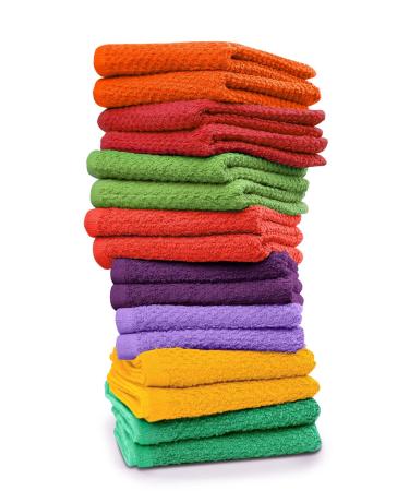 Tukasa Linens 16 Pack Cotton Washcloths for Body and Face 12x12 Inches Multipurpose and Lightweight Wash Clothes for Face. Highly Absorbent - Travel and Bath Towel (Multi-Color) Multicolor