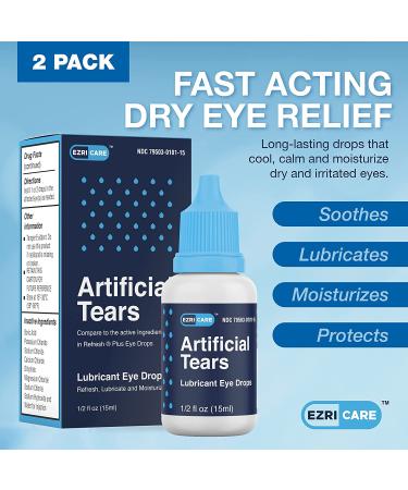 2 PK EzriCare Extra Strong Moisturizing Lubricating Eye Drops 30mL - Fast Acting Dry Eye Relief - Buy Online on GoSupps.com