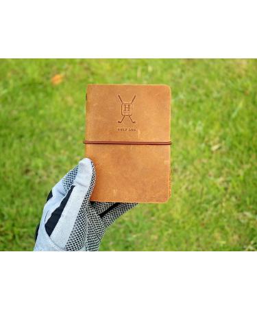 Handmade Leather Golf Log Book with Yardage Book - Refillable, Buckskin Finish - Buy Online on GoSupps.com