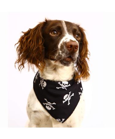 Spoilt Rotten Pets S3 Medium Black Jolly Roger Pirate Skull Design Dog Bandana Suitable For Labradors Staffies & Springer Spaniels Sized Dogs