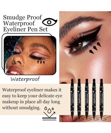 Double Side Liquid Winged Eyeliner Stamp Smudge Proof Waterproof Eyeliner Pen Set Long-Lasting Eye Liner Face Makeup Star Flowers Hearts Triangle Black Eyeliner Stamp Pencil(5PCS) - Buy Online on GoSupps.com