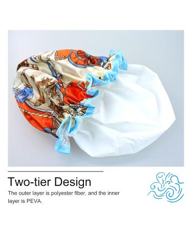 WishLotus Printed Double-Layer Waterproof Shower Cap 4-Pack for Long Hair Women - Reusable Satin Bonnet Sleep Cap - Buy Online on GoSupps.com