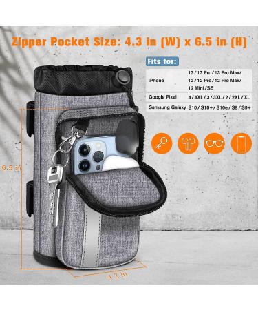 FINPAC Universal Bike Cup Holder with Phone Pockets - Gray | For Stroller, Walker, Golf Cart, Rollator, Scooter | Outdoor Drink Holder for Biking - Buy Online on GoSupps.com
