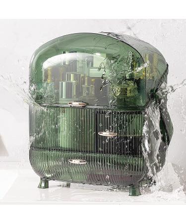 CANITORON Makeup Organizer | Large Capacity Dust & Waterproof Cosmetic Storage | Skincare & Makeup Brush Holder | Clear Green Display Case for Bathroom & Dresser - Buy Online on GoSupps.com