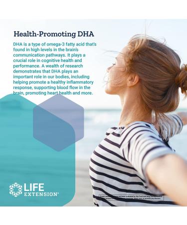 Life Extension Vegetarian DHA Supplements - Algae Based Omega-3 for Eye, Brain & Heart Health - 30 Softgels - Buy Online on GoSupps.com