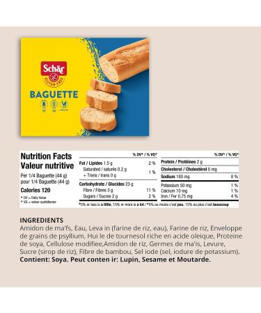 Schar Gluten Free Baguettes Non GMO Lactose & Wheat Free Quick and Delicious Parbaked Baguettes Pack of 2 Baguettes x 175g Sourdough White (Packaging May Vary) - Buy Online on GoSupps.com