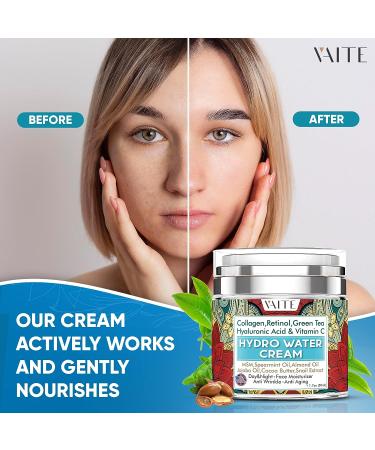 VAITE Hyaluronic Acid Moisturizer Cream for Dry Skin - Facial Care for Men and Women - Hydrating Booster with Collagen, Retinol, and Green Tea - Vita-Infused Daily Skincare - Buy Online on GoSupps.com