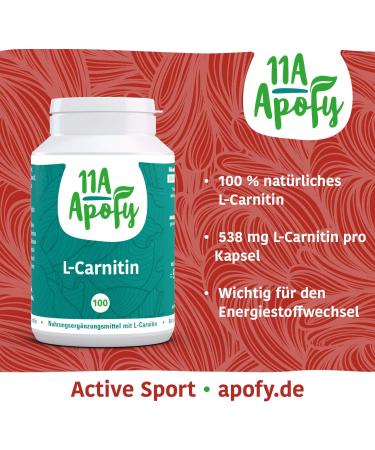 Buy 11A-Apofy L-Carnitine | 538 mg Vegan Capsules | 100% Natural | 100 Capsules - International Shipping Available - Buy Online on GoSupps.com