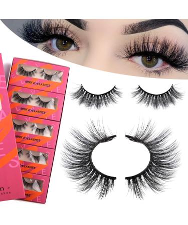 Derun 5 Pairs 18MM 3D Mink Lashes Packs Criss-cross Fluffy Eyelashes Natural Look Thick Volume Soft Reusable Lashes (5 Pairs D66) 5 Pairs D66