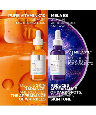 La Roche-Posay Mela B3 & Vitamin C Serum BUNDLE. Your Pigmentation Duo Mela B3 Serum Powered by Melasyl & 10% Pure Vitamin C Serum to Improve Look of Skin Radiance. Safe for Sensitive Skin 30mL BUNDLE: Vitamin C & Mela B3 - Buy Online on GoSupps.com