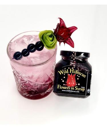 Wild Hibiscus Flowers in Syrup 250g - Exotic Edible Flowers for Cocktails and Desserts - Buy Online on GoSupps.com