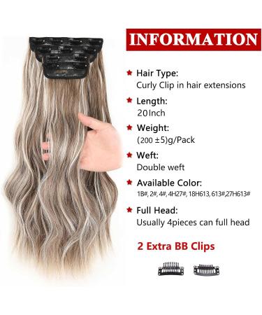 Xtrend 20Inch Medium Brown Ash Blonde hair extensions Clip in Hair Extensions Synthetic Hair pieces for Women - Buy Online on GoSupps.com