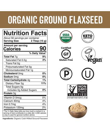 Viva Naturals Organic Ground Flax Seed - 30 oz | High Fiber & Omega-3 Superfood - Buy Online on GoSupps.com