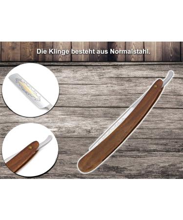 Premium Wooden Handle Razor with Gold Etching - 5/8 Inch Fixed Blade for Precision Shaving | International Shipping Available - Buy Online on GoSupps.com
