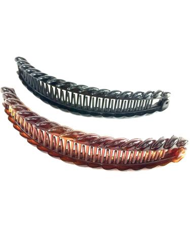 Black and Brown Banana Hair Large Twist Clip Comb Ladies Hair Fish Grip Slide - Buy Online on GoSupps.com