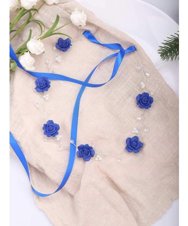Missgrace Bridal Crystal Navy Blue Headband for Wedding - Flower Women Vintage Hair Vine - Buy Online on GoSupps.com