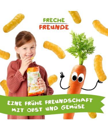 FRECHE FREUNDE Organic Crispy Carrot Flips | No Added Sugar Vegan Snack for Kids & Babies | 9-Pack (9x30g) - Buy Online on GoSupps.com