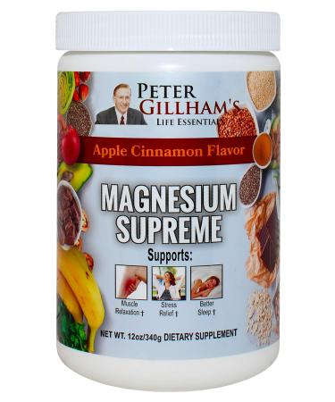 Magnesium Supreme (Apple Cinnamon Flavor) Promotes Better Sleep Relaxation & Stress Relief in a Natural Way. Natural Magnesium Supplement Non-GMO Gluten Free Vegan Formula. 12oz 68 Servings