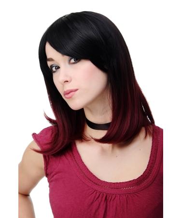 WIG ME UP - H9705-2F118 ladies wig quality wig ombre black + aubergine shoulder length straight curved tips