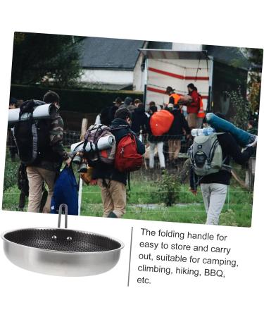 SWOOMEY 1Pc Outdoor Non Stick pan Camping Skillet nonstick Grill pan Stove Grill pan BBQ Grilling pan Broiler pan for Oven Stainless Steel Griddle Round Griddle fold Iron Gas Stove - Buy Online on GoSupps.com