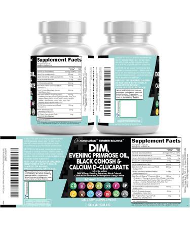 Clean Nutraceuticals DIM Evening Primrose Black Cohosh Calcium D-Glucarate Sulforaphane Flax Seed Extract - Hormonal Support Vitamins for Women with Dong Quai - 60 Caps 60 Count (Pack of 1) - Buy Online on GoSupps.com
